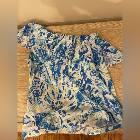 Lilly Pulitzer Matteo One Shoulder Top Bennet Blue Salty Seas Size XS - Picture 3 of 4